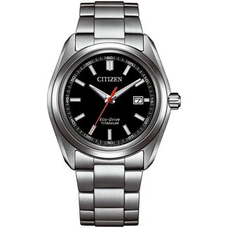 Citizen Citizen Horloge AW1900-50E Super Titanium Eco-Drive 50m Waterdicht met Zwarte Wijzerplaat 39mm
