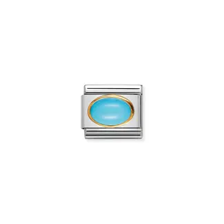 Nomination Nomination Schakel 030502-06 Composable Classic met 18k Geelgouden Zetting Turquiose