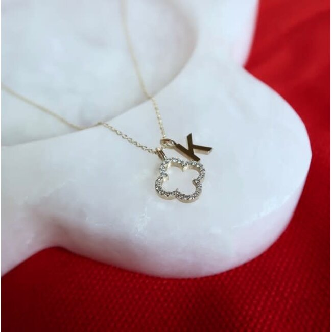 Minioro Minioro Hanger 11393 Klaver 14k Geelgoud met 0.14crt HVS Diamant 10mm