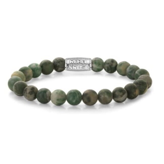 Rebel & Rose Rebel & Rose Armband RR-80125-S-M Geen Gardener 8mm Maat M