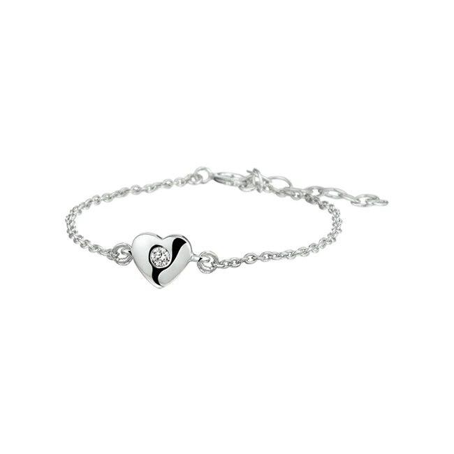 Blinckers Jewellery Huiscollectie BJ Armband 13.22834 Zilver met hart en Zikonia 12.5-15cm