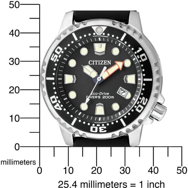Citizen Citizen Horloge BN0150-10E Promaster Staal Eco-drive 200m Waterdicht met Zwarte Rubbere Horlogeband 44mm