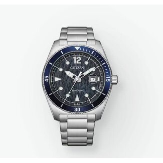Citizen Citizen Horloge AW1881-52L Staal Eco-drive met Blauwe Wijzerplaat 100m Waterdicht 41mm