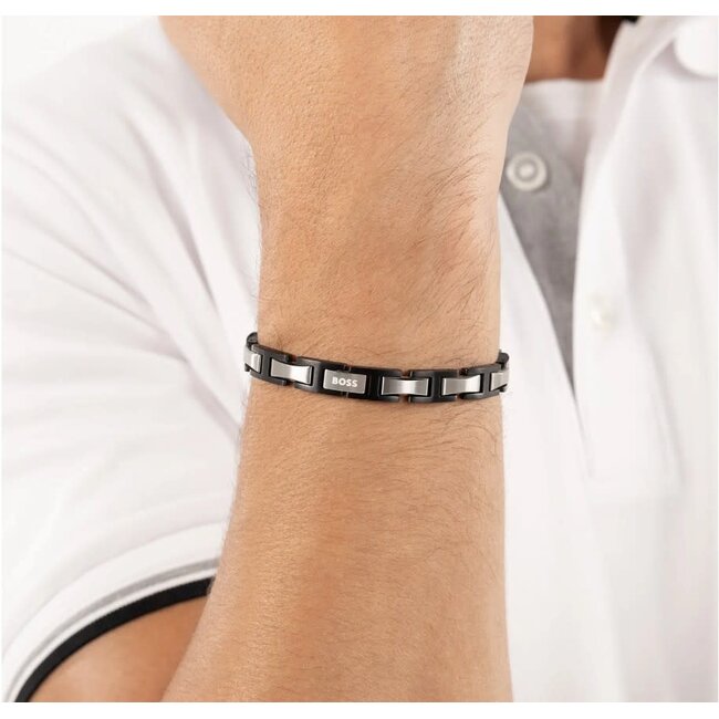 BOSS BOSS Armband HBJ1580794 Nolan Bicolor Zwart Staal 19cm