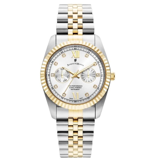 Jacques du Manoir Jacques du Manoir Horloge  JWN06102 Inspiration Multifunction Staal Bicolor band met Zilver Wijzerplaat 36.5mm