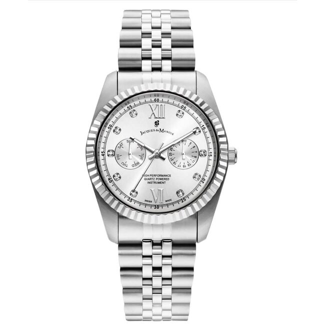 Jacques du Manoir Jacques du Manoir Horloge JWN06101 Inspiration Multifunction Staal met Grijze Wijzerplaat 36.5mm