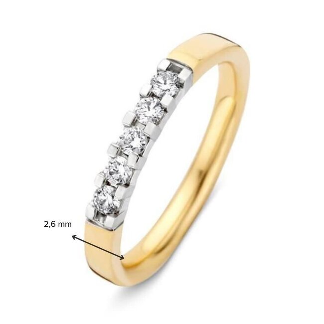Excellent Jewelry Excellent Ring RG413915-52 14k Bi-color Goud met 5-0.25crt H SI Briljant geslepen Diamant Maat 52