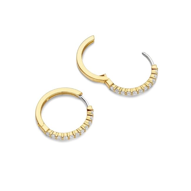 Ti Sento Milano Ti Sento Oorbellen 78077ZY Zilver met Geelgouden Plating met Zirkonia 21.5mm