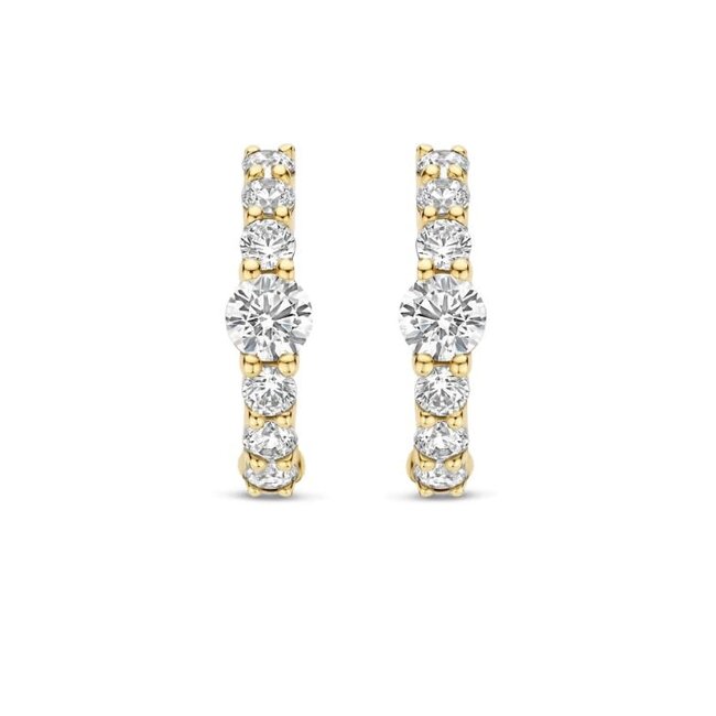 Ti Sento Milano Ti Sento Oorbellen 78073ZY Zilver met Geelgouden Plating met Zirkonia 14mm