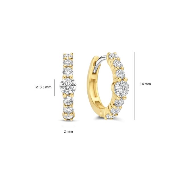 Ti Sento Milano Ti Sento Oorbellen 78073ZY Zilver met Geelgouden Plating met Zirkonia 14mm