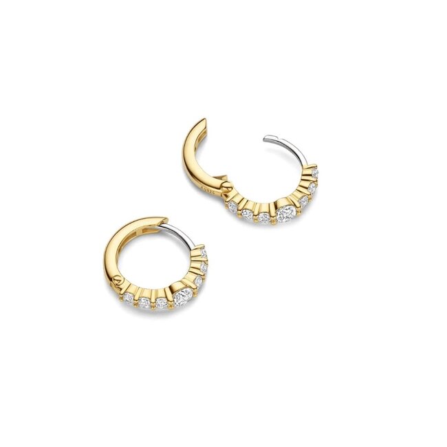 Ti Sento Milano Ti Sento Oorbellen 78073ZY Zilver met Geelgouden Plating met Zirkonia 14mm