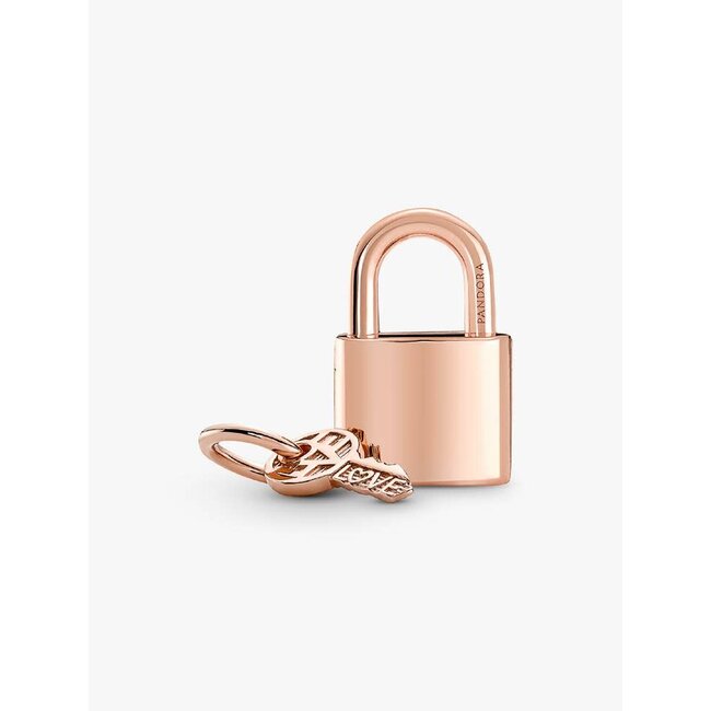 Pandora Pandora Bedel 780088C01 Zilver met Rose Plating Slotje met Sleutel