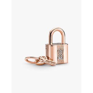 Pandora Pandora Bedel 780088C01 Zilver met Rose Plating Slotje met Sleutel
