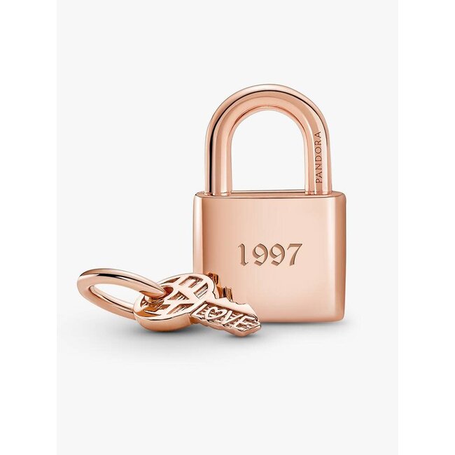 Pandora Pandora Bedel 780088C01 Zilver met Rose Plating Slotje met Sleutel