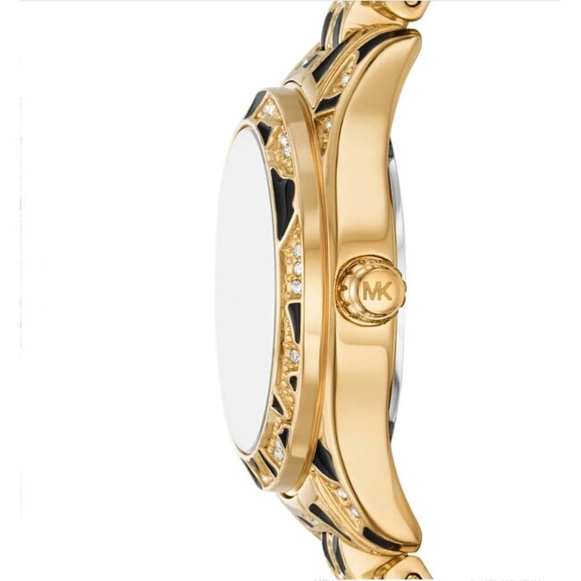 Michael Kors Michael Kors Horloge MK7639 Lexington Staal Godkleurig met Zwarte Accenten en Zirkonia Quartz 26mm