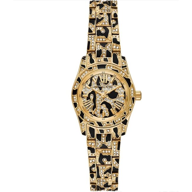 Michael Kors Michael Kors Horloge MK7639 Lexington Staal Godkleurig met Zwarte Accenten en Zirkonia Quartz 26mm