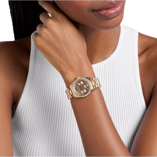 Michael Kors Michael Kors Horloge MK7631 Lexington Staal Mat Rosegoud met Rosekleurige Wijzerplaat met Zirkonia Quartz 33mm