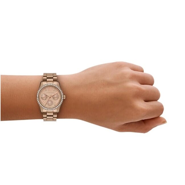 Michael Kors Michael Kors Horloge MK7631 Lexington Staal Mat Rosegoud met Rosekleurige Wijzerplaat met Zirkonia Quartz 33mm