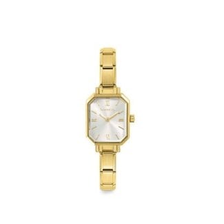 Nomination Horloge 076032-017 Paris met Stalen Goudkleurige Band met Zilverkleurige Wijzerplaat 22x25mm