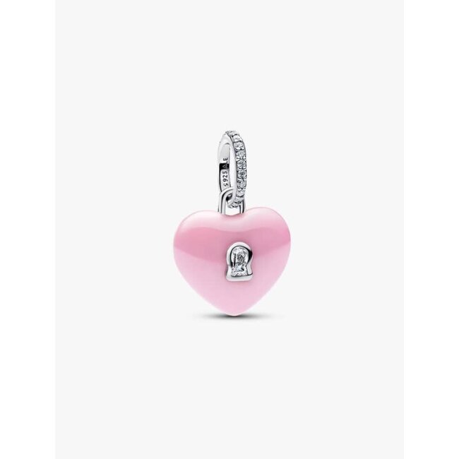 Pandora Pandora Bedel 794424C01 Zilver Hart met Pink en Zirkonia