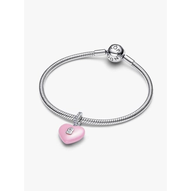 Pandora Pandora Bedel 794424C01 Zilver Hart met Pink en Zirkonia