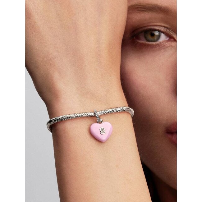 Pandora Pandora Bedel 794424C01 Zilver Hart met Pink en Zirkonia