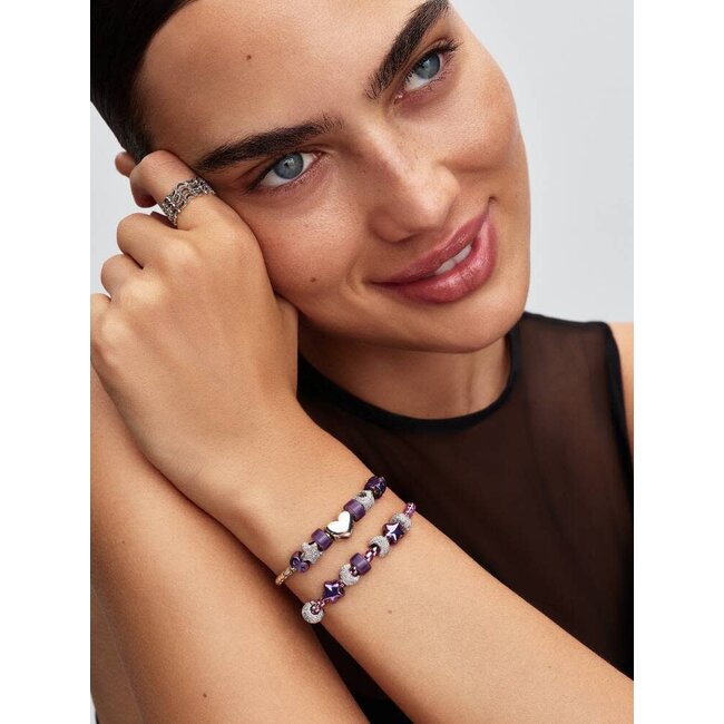Pandora Pandora Bedel 794813C01 Zilver Mini Ster met Paars Enamel