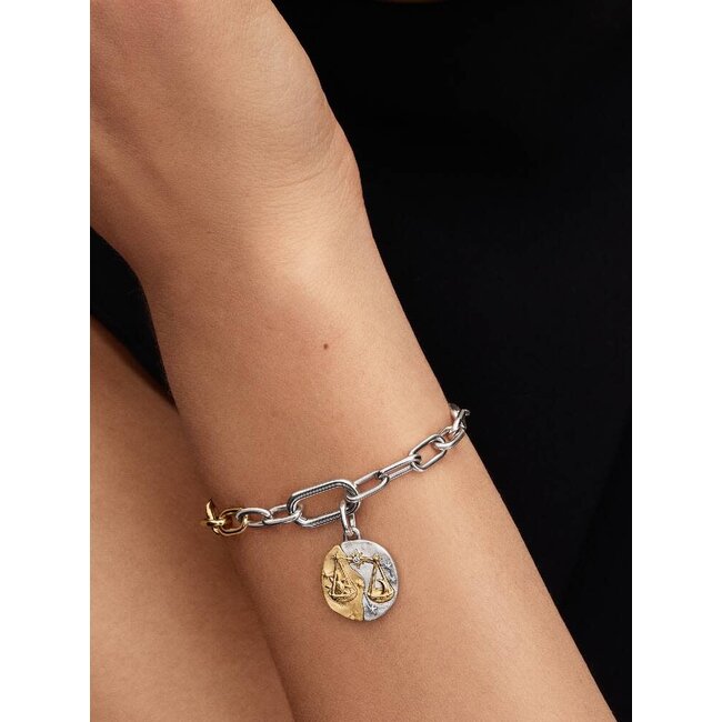 Pandora Pandora Bedel 764983C01 Zilver medaillon met 14k Geelgouden Plating Weegschaal