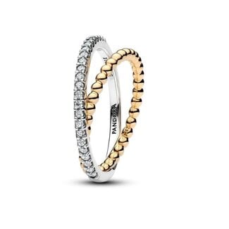 Pandora Pandora Ring 164827C01-54 Zilver met 14k Geelgouden Plating met Zirkonia Maat 54