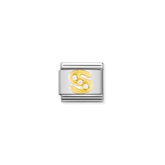 Nomination Nomination Schakel 030301-19 Composable Classic Staal met 18k Geelgouden Letter S met Zirkonia