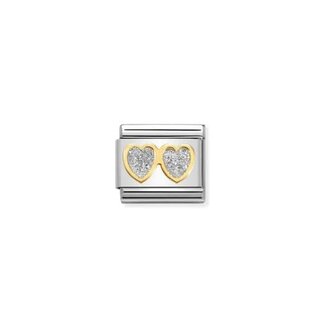 Nomination Nomination Schakel 030220-01 Composable Classic Staal met 18k Geelgouden Double Hearts