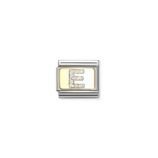 Nomination Nomination Schakel  030291-05 Composable Classic met 18k Geelgouden Glitter Letter E
