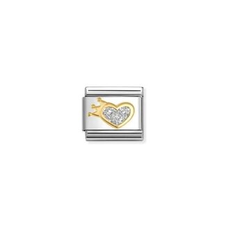 Nomination Nomination Schakel 030220-24 Composable Classic Staal met 18k geelgouden Hart met Kroon