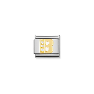 Nomination Nomination Schakel 030301-02 Composable Classic Staal met 18k Geelgouden letter B met Zirkonia
