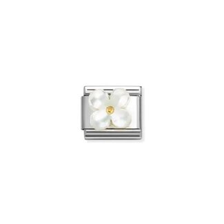 Nomination Nomination Schakel 030521-02 Composable Classic Staal met 18k Geelgoud Bloem Wit