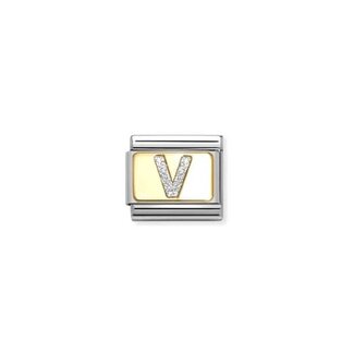 Nomination Nomination Schakel 030291-22 Composable Classic met 18k Geelgouden Glitter Letter V