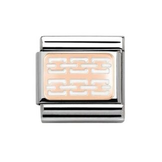 Nomination Nominations Schakel 430201-06 Composable Classic Staal met 18k Rosegoud en Witte Plaits