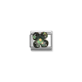 Nomination Nomination Schakel 030521-22 Compossable Classic Staal met 18k Geelgoud Bloem Zwart