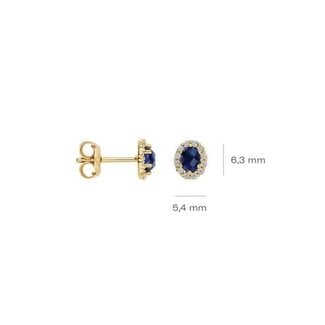 Blush Blush Oorbellen LG7038Y 14k Geelgoud met 2x 0.06crt G SI Labgrown Diamant en Saffier 5.4 x 6.3mm