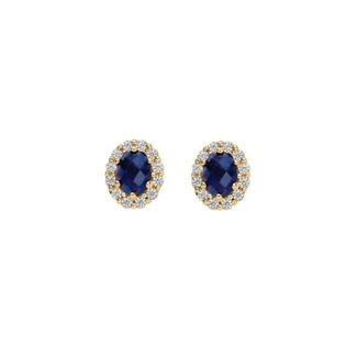 Blush Blush Oorbellen LG7038Y 14k Geelgoud met 2x 0.06crt G SI Labgrown Diamant en Saffier 5.4 x 6.3mm