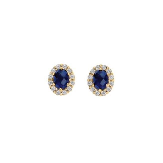 Blush Blush Oorbellen LG7038Y 14k Geelgoud met 2x 0.06crt G SI Labgrown Diamant en Saffier 5.4 x 6.3mm