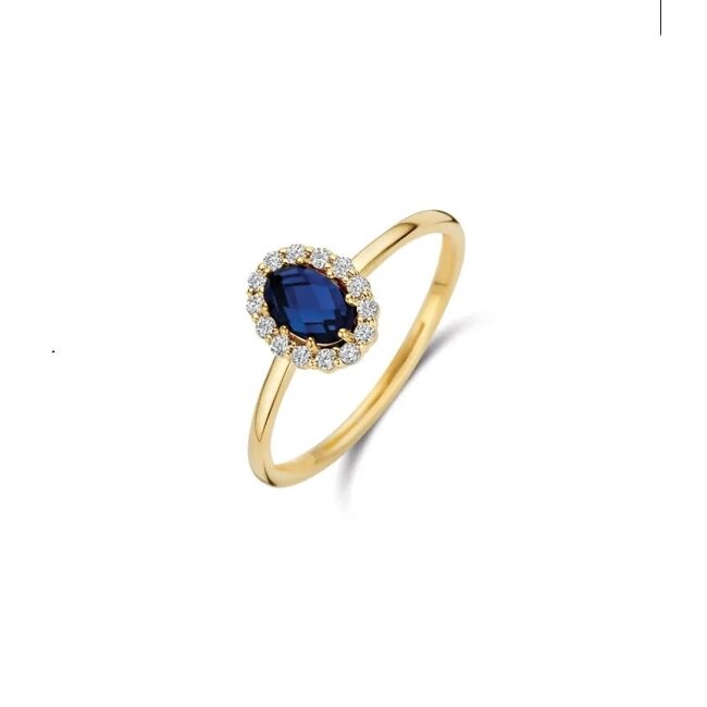 Blush Blush Ring LG1082Y/54 14k Geelgoud met 0.13crt G SI Labgrown Diamant en 0.50crt Labrown Saffier