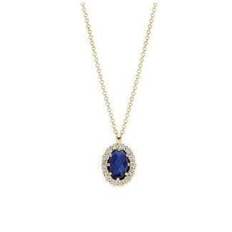 Blush Blush Collier LG3021Y 14k Geelgoud met 0.13crt G SI Labrown Diamant en Saffier