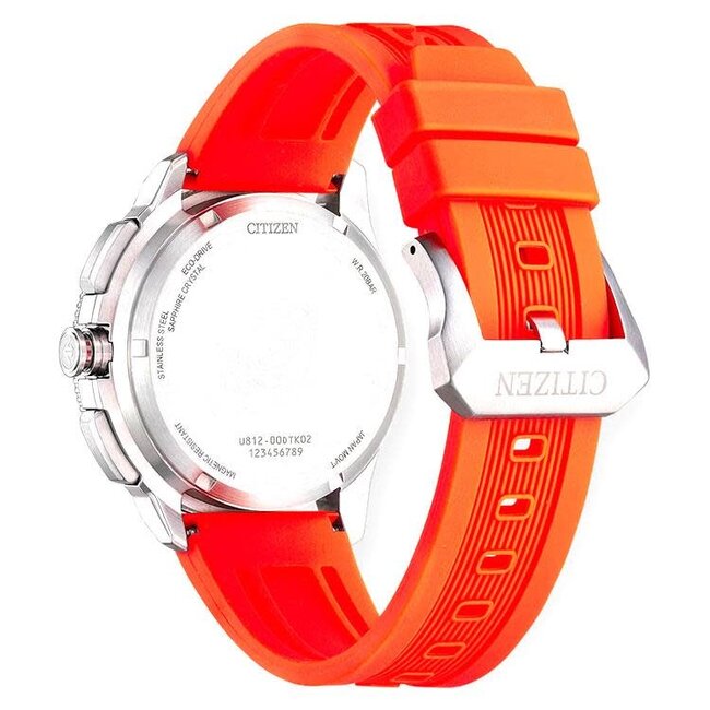 Citizen Citizen Horloge JV3000-13E Promaster Staal Analoog Digitaal Eco-drive 200m Waterdicht met Oranje Horlogeband 43mm