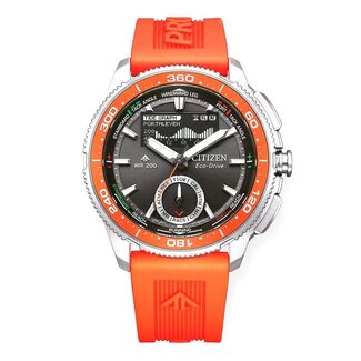 Citizen Citizen Horloge JV3000-13E Promaster Staal Analoog Digitaal Eco-drive 200m Waterdicht met Oranje Horlogeband 43mm