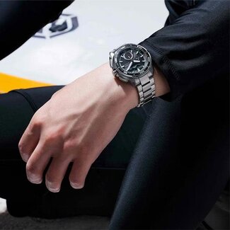 Citizen Citizen Horloge JV3001-53E Promaster Staal Analoog Digitaal Eco-drive 200m Waterdicht met Zwarte Wijzerplaat 43mm