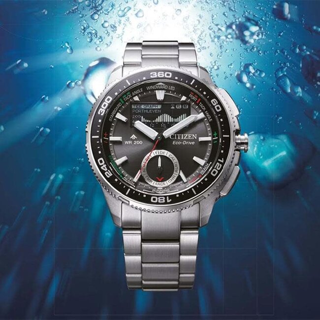Citizen Citizen Horloge JV3001-53E Promaster Staal Analoog Digitaal Eco-drive 200m Waterdicht met Zwarte Wijzerplaat 43mm