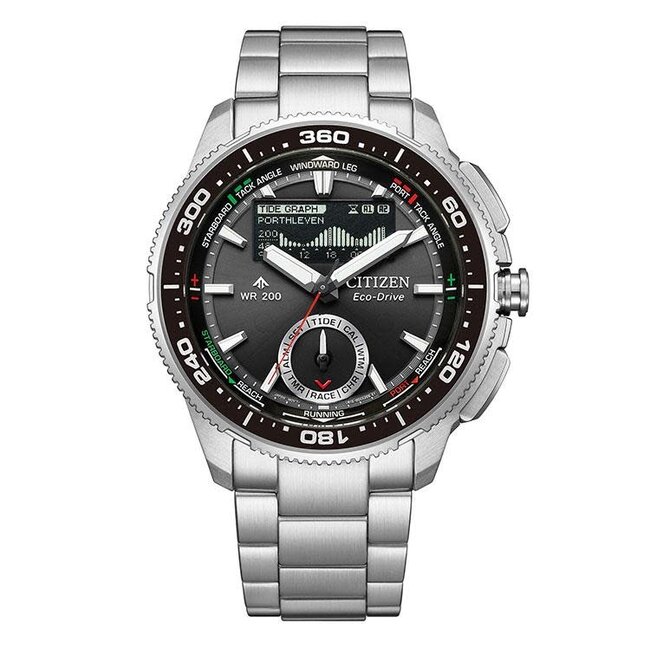 Citizen Citizen Horloge JV3001-53E Promaster Staal Analoog Digitaal Eco-drive 200m Waterdicht met Zwarte Wijzerplaat 43mm