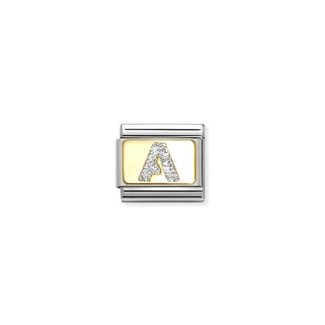 Nomination Nomination Schakel 030291-01 Composable Classic met 18k Geelgouden Glitter Letter A