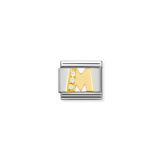 Nomination Nomination Schakel 030301-13 Composable Classic Staal met 18k Geelgouden letter M met Zirkonia
